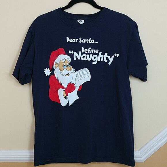 Dear Santa Define Naughty Black T-shirt size Medium - Picture 1 of 6